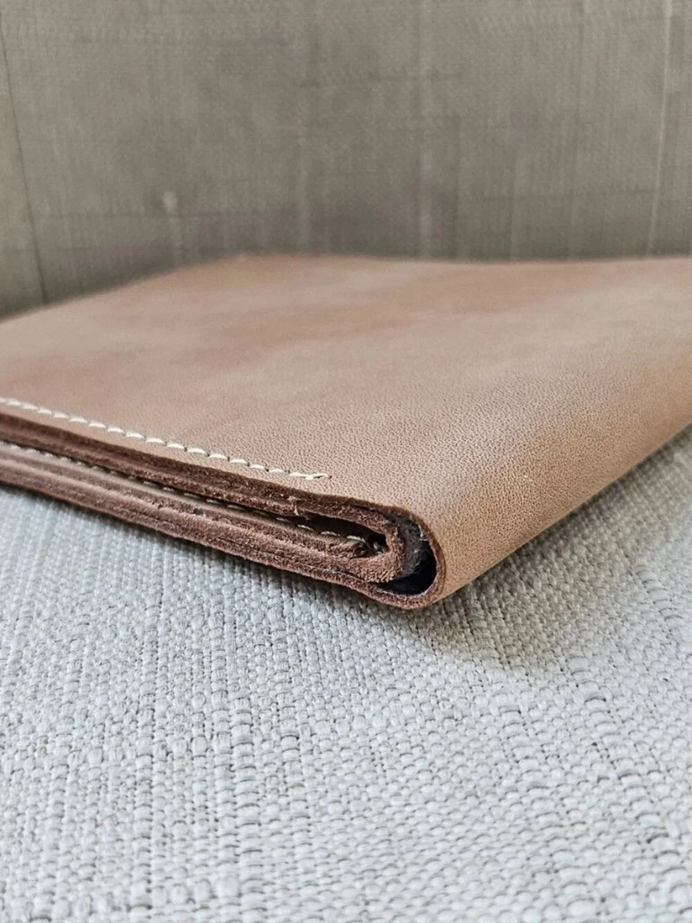 All Leather Billfold Tan Genuine Leather Card Holder Bifold Wallet Handm